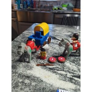 Vtg 1994 Unimax Western Playset  Indians Frontier Replacements Wagon•Horses